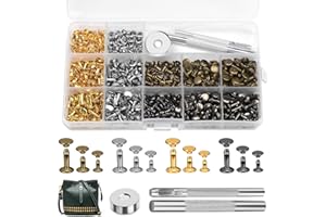 Reovin 180 Set Leder Nieten Set, Doppelkappennieten, 3 Größen Metallnieten Für Leder Mit 3 Werkzeugen, Hohlnieten Für Lederhandwerk, Heimwerkerarbeiten, Reparaturen, Dekoration, 4 Farben