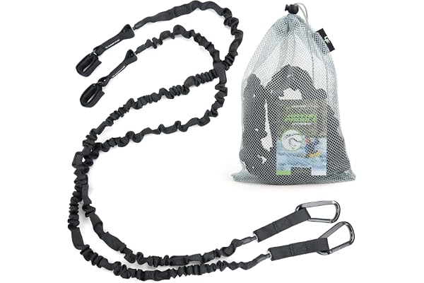 Gradient fitness 2-pack kajak paddelkoppel, 1,5 – 8 fot töjbar paddelrem med karbinhake säkert koppel snodd för SUP kajak kanot, paddel fiskespö