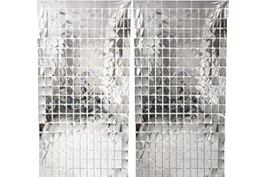 Hayaww DecoracióN Cortina Purpurina,Cortina De Oropel MetáLica Cortinas MetáLicas Cuadradas De Oropel Foil Curtains,1x2m,para La DecoracióN De La Despedida De Soltera De CumpleañOs (Plateado 2 pcs)