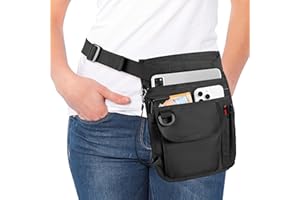 Rexmica Waitress Server Apron with Multiple Pockets and Adjustable Belt, Black Half Waist Apron for Waitress, Waiter, Women Men Server in Restaurant, Bistro, Kitchen, Bar, Cafe