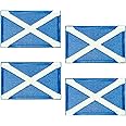 4CS St Andrew's Cross Iron-On Patch | Scottish Saltire Flag Embroidered Badge for Kilts, Bags, Festivals | 8.2cm x 5cm Durable Sew-On Emblem for DIY Crafts, Burns Night & Highland Games