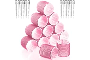 GNEUFVIE Lockenwickler locken Set 24 Stücke, Große Locken Curlers Ohne Hitze Selbsthaftend Haftwickler, Groß Hitzefreie Haarwickler Hair Rollers mit 12 Stücke Entenschnabelclips für lange mittlere kleine Haar