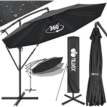 VA-Cerulean Sonnenschirm – 350 Cm Durchmesser, Mit Kurbel & LED, UV-Schutz