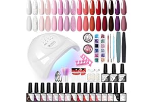 ‎VANREESA U V Gel Nagellack Set, VANREESA 16 Farben Nägelgel mit 48W U V/ LED Nagellampe Rosa Rot Lila Gel Farblack für Nägel Maniküre Starter Set Geschenk für Frauen