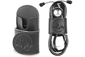 Czzmy PU-Leder Stethoskophalter mit Clip für Gürtel,Stethoskop-Halter,Stethoskophalter mit Clip für Ärzte und Krankenschwestern(1-Schwarz)