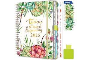 Gumiho Agenda Semainier 2025 Spirale - A5 Planner (Janvier-décembre 2025)-Agenda Scolaire Avec boucle de stylo,Règle Signet & Autocollants de plan (Vert clair)