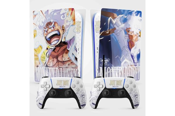 Sticker Autocollant pour la Console PS5, Accessoire pour la PS5 Jeux vidéo, Covering décoration Manga pour la Console PS5 (Gear 5, Standard Disque + 2 manettes)