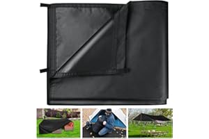 Honsaifau Waterproof Tarpaulin Outdoor Cover: Black 1.5m x 3m 420D Lightweight Oxford Fabric Tarp Sheet with Reinforced Loops - Tear-Resistant UV Protection for Camping Backpacking Hiking Shelter
