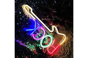 FESPCJ Logotipo de guitarra de neón LED de rock en color para luces nocturnas en varias ocasiones USB/batería doble uso regalo de fiesta de cumpleaños fiesta de bodas decoración de Navidad