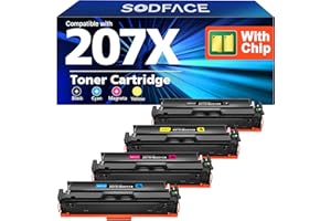 SODFACE 207X 207A Toner Cartridge Multipack for HP 207X 207A 207 Toner for HP Color Laserjet Pro MFP M283fdw M255dw M282nw M283cdw M283fdn M255nw (Black Cyan Yellow Magenta, 4-Pack, With Chip)