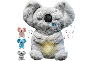 MEHOO Relief Breathing Anxiety Koala,Soothing Breathing Koala Anxiety Relief,Breathing Stuffed Animal Toy With Music Lights and Rhythmic Breathing Motion (Grey)