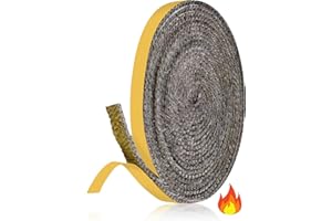 SunAurora Cinta de Sellado para Chimenea,Junta Refractaria Chimenea,Cuerda de Fibra de Vidrio Autoadhesiva,Junta Cristal para Estufa de Leña,Puerta Chimeneas, Tubo de humo(3m x 10mm x 3mm)