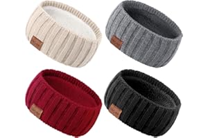 DRESHOW Diadema de Punto Cálido para Mujer Calentador de Orejas de Invierno Diademas de Ganchillo Bandas Gruesas para el Pelo de Lana