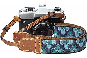 Padwa Lifestyle Kameragurt - 1.5" Breite Verrückte Pferd Kuhfell Kopf Kameragurte, Reine Baumwolle Bestickter Verstellbare Schulter-Nacken-Gurt für DSLR-Kameras, Großes Geschenk für Fotografen