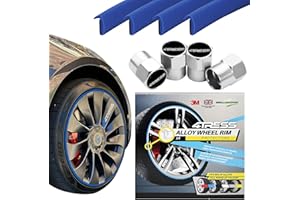 4TRESS Ultra Alloy Wheel Protectors (Blue) Rim Protectors for Wheels under - Car Rim Protectors for Alloy Wheels by Rimblades with 4Tress 4Pcs Wheel Chrome Dust Caps