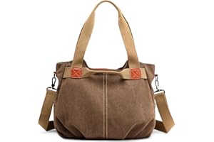 DIRRONA Casual Bolso de Mujer Moda Lienzo Bolsos Bandolera Viajes Bolso Bandolera Mujer Bolsa de Lona Trabajo Compras Bolsos Cruzados Multibolsillos Uso Diario Marrón
