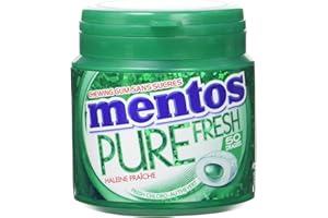 Mentos Pure Fresh Chewing Gum sans Sucres 50 Dragées 100 g - Lot de 6