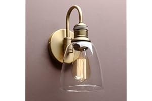 Yosoan Lighting Modern Vintage Industrial Bell Sconce Wall Light Fitting with 5.6” Clear Glass Lampshade, for Office Home Kitchen Living Room Bedroom Loft Bar (Antique)