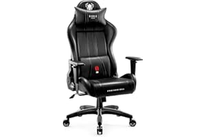 Diablo X-One 2.0 Silla Gaming Gamer Oficina Sillon de Ordenador Reposabrazos Ajustables Cuello/Cojín Lumbar Diseño Ergonómico Negro King (XL)