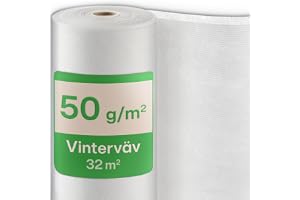 Praknu Vinterväv för Växter Frostskydd 50g/m² – 20m × 1,6m på Rulle – Vinterskydd för Krukväxter – Rivtålig & Andningsbar – UV beständig