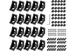 EYPINS 20 x aluminiumprofil vinkel fästmaterial, aluminiumprofil 20 x 20 spår 6 aluminium vinkelkontakter 90 graders hörnvink