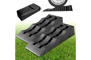 MEISHILE Rampas para Coches, 3 Niveles de Altura 4/7/10cm Calzos Autocaravana, 2 Unidades Rampa Coche, Camper Furgoneta Accesorios, Estabilizadores Camper, Cuñas Niveladores para Cualquier Superficie