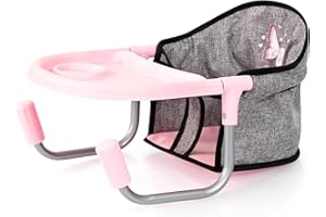 BAYER DESIGN Bayer Doll's Table Seat for Dolls up to 46cm - High Chair Toy with Adjustable Clamp, Integrated Feeding Tray & Raised Backrest - Foldable Doll Accessories for Baby Dolls - Fits Tables 1.5-4.5cm Thick