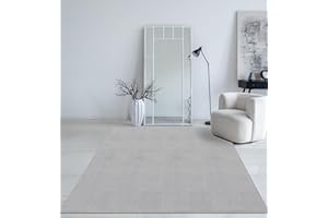 ‎MIAS TEPPICHE Mia´s Teppiche Taos kuscheliger Kurzflor Teppich, Anti-Rutsch Unterseite, Waschbar bis 30 Grad, Super Soft, Felloptik, Grau, 80 x 150 cm