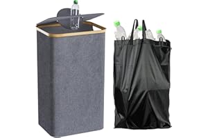 SKELO Pfandflaschen Sammelbehälter, Pfandflaschen Aufbewahrung, Flaschensammler Integrierter Tragetasche 100L Fasst 30 Leere Flaschen, Leergut Für Küche Und Lagerraum E27