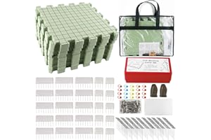 SusggO Pack 9 Tablero Bloqueo Ganchillo Crochet Espuma, 25 Peines Bloqueo,100 Pines T,Protector dedos,20 marcadores. Bloqueador Granny Crochet Bloqueo Granny Square