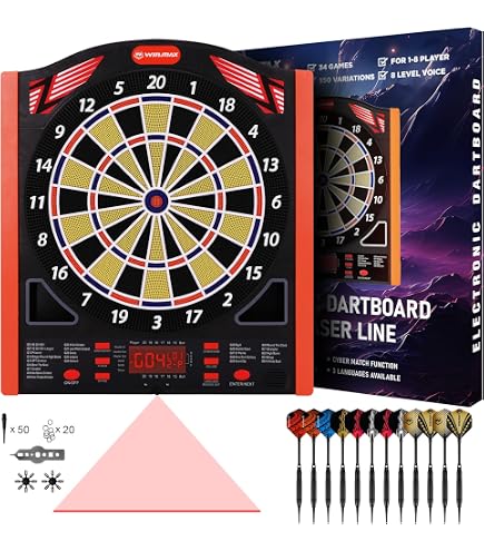 Cible De Fléchettes Électronique Professionnelle – 4 Écrans LED, 27 Jeux, 243 Variantes, 16 Joueurs Max – Avec 12 Fléchettes