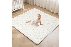 Fortella Krabbelmatte Baby Faltbar 120x120cm, Verdickte Rutschfeste Krabbeldecke für Baby Schaumstoff, Spielmatte für Laufstall, Waschbare Spieldecke Kinderteppich Bodenmatte Babyzimmer (Ozean Weiß)