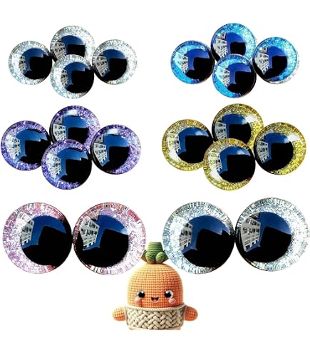 20 Pcs Yeux Scintillants 3D Pour Amigurumi - 12/14/16/18/20mm - Yeux Sécurité Crochet