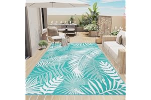 Enyhom Tapis D'extérieur Réversible en Plastique 180 x 270 cm，Tapis de Sol Camping Car Imperméable, Tapis de Paille Résistant aux UV, Tapis de Sol extérieur pour Terrasse Balcon Plage Jardin
