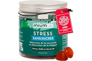 MIUM LAB GUMMIES EXPERTISE Mium Lab - Anti-Stress, Réduit la Fatigue Physique et Mentale - Équilibre nerveux - GABA + Plantes Adaptogènes (Aubépine & Rhodiola) + Vitamine B6 - Goût Pomme - Cure 21 jours - Fabriqué en France