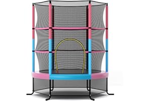 ‎COSTWAY COSTWAY Ø165cm Gartentrampolin mit Sicherheitsnetz, Trampolin bis 135KG belastbar, Indoor-/Outdoortrampolin für Kinder ab 3 Jahre