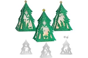 GEBETTER Fustelle Natalizie Presepe Albero di Natale 3D, Lanterne, Stencil Cutting Dies per Creazione Scatole Decorazione Natale Fai da Te