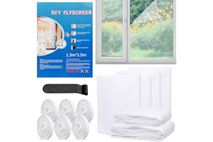 BEIBEIJIA 6 Stück Fliegengitter Fenster, Insektenschutz Fenster 130x150cm, Fliegennetz Fenster, Moskitonetz Fenster, mit Klettband Selbstklebend, Schützen die Familie vor Insekten (Weiß)