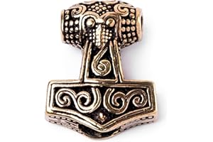 Battle-Merchant Vichingo, perla per barba e ciondolo a forma di martello di Thor, in bronzo, perle ricci, perle di rasta, diametro interno 5 mm