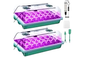IDUDU 2 Stück Zimmergewächshaus Anzuchtkasten mit Pflanzenlampe, 80 Zellen Gewächshaus Anzucht Set mit Timing-Controller einstellbare Helligkeit für Pflanzenwachstum und Saatgutkeimung