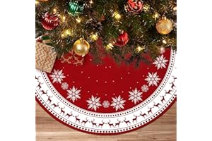 Vahlbeste Weihnachtsbaumdecke Rund 122cm(48 Zoll), Christbaumdecke Rund mit Rentier & Schneeflocken, Weihnachtsbaumrock, Baumdecke Weihnachtsbaum Teppich RUnd für Weihnachtsbaumschmuck,Feiertagsfeiern