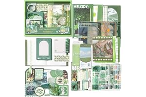 BetterJonny 237Pcs Ästhetisches Bullet Journal Set, Ästhetisches Scrapbook Zubehör Scrapbooking Papier mit A6 Raster Notizbuch Scrapbooking Aufkleber DIY Geschenk für Teenager,Poesie der Nebelinsel
