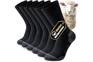 Niorasen Calcetines Lana de Merino Hombre Mujer，Calcetines Antiampollas Senderismo, Calcetines Termicos de Invierno para Trekking, Ciclismo, Trail Running, Camping, 3 Pares