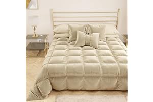 PETTI Artigiani Italiani - Trapunta in Morbido e Caldo Velluto 350 g/m², Piumone Matrimoniale, Double Face, Trapunta Matrimoniale: 260x270 cm, Panna, 100% Made in Italy