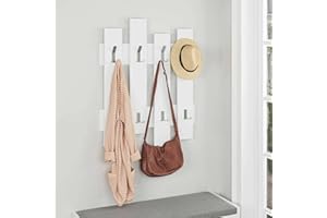 Dmora - Appendiabiti Zenith, Attaccapanni, Portabiti multiuso, Appendiabiti da parete, 64x4 h79 cm, Bianco