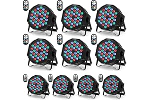 U`King 10 Piezas Foco Par LED, RGB 36 LED Luces Escenario con Control Remoto y Modo de Activación de Sonido, Luz de Discoteca para Fiestas Navidad DJ Bar
