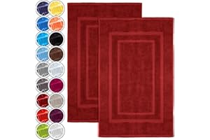 NatureMark Confezione da 2 tappetini da bagno e doccia, in 100% cotone, da 50 x 80 cm, di colore Bordeaux rosso