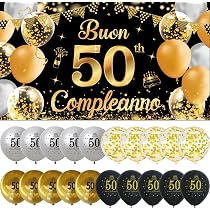 Libro Degli Ospiti Per 50° Compleanno Di Lusso - Copertina In Pelle PU Con Lamina D'Oro, Pagine In Carta Perla 250g, Centrotavola Per Festa Uomo E Donna, Regalo Significativo