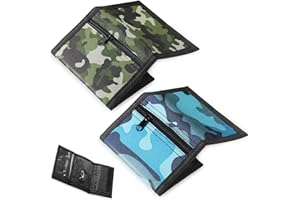 Saillong 2 Pcs Cadeaux de Noël pour Enfants Portefeuille à Trois Volets Porte-Monnaie Fin à Glissière Mini Portefeuille de Sport pour Garçons Ado Hommes Anniversaire Extérieur (Vert Armée, Bleu Lac)