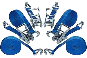 TENSYS - 4 Pack - Heavy Duty 35mm Professional Ratchet Straps - 6m